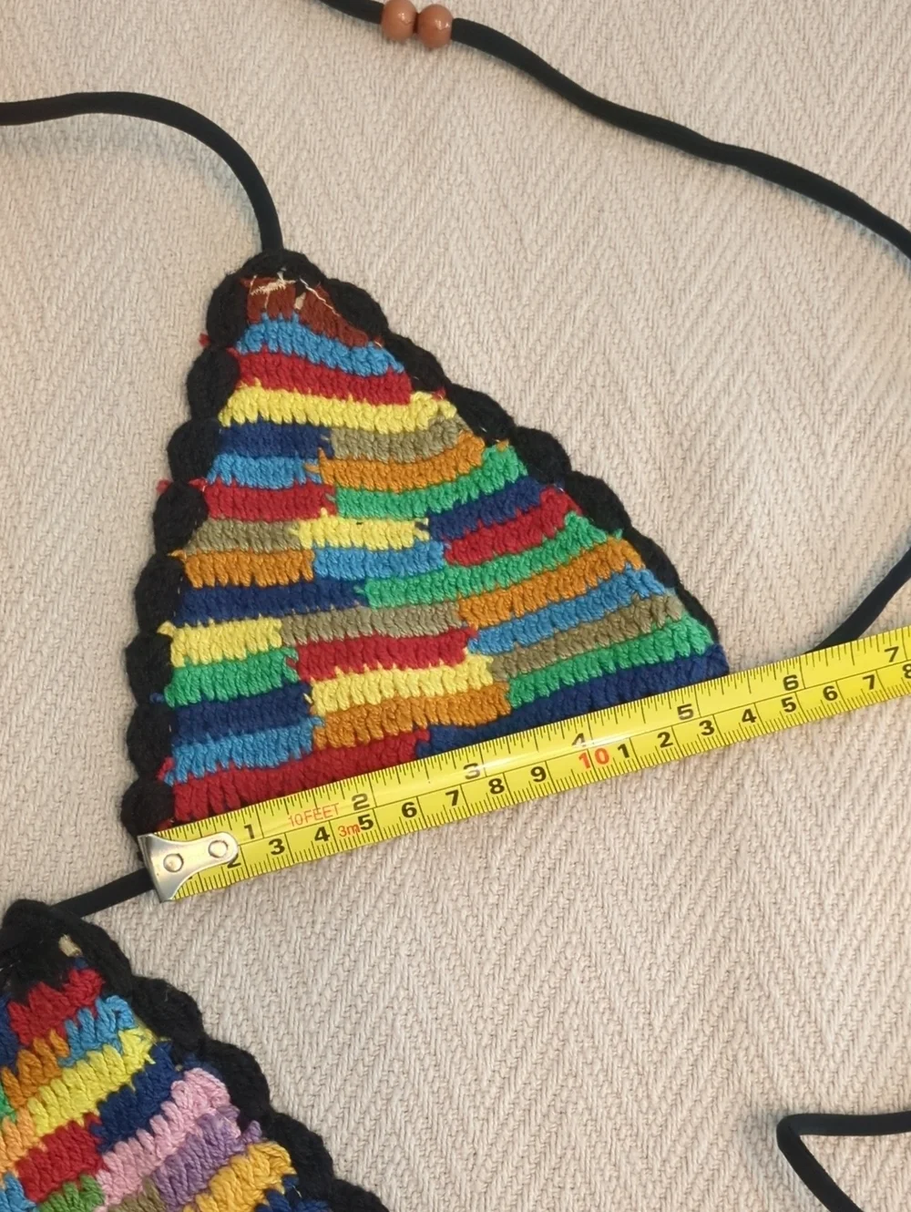 Free People It's Not Cool Multicolor Crochet Triangle One Piece Swimsuit Sz XS/S